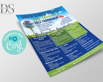 Golf Tournament Sponsorship / Participation Flyer - Party Invitation - DIY in Corjl - Digital File