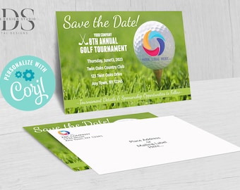 Golf Tournament Save The Date Postcard - Digital File - DIY in Corjl - Digital File