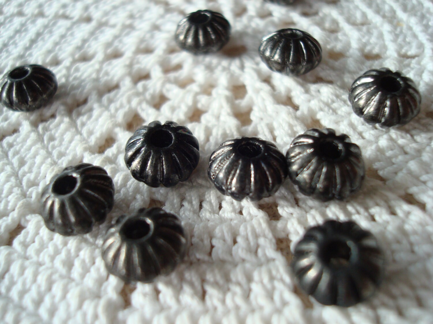 30 Midnight Black Metal Rondelle Spacers. 7x5mm Fluted Etsy
