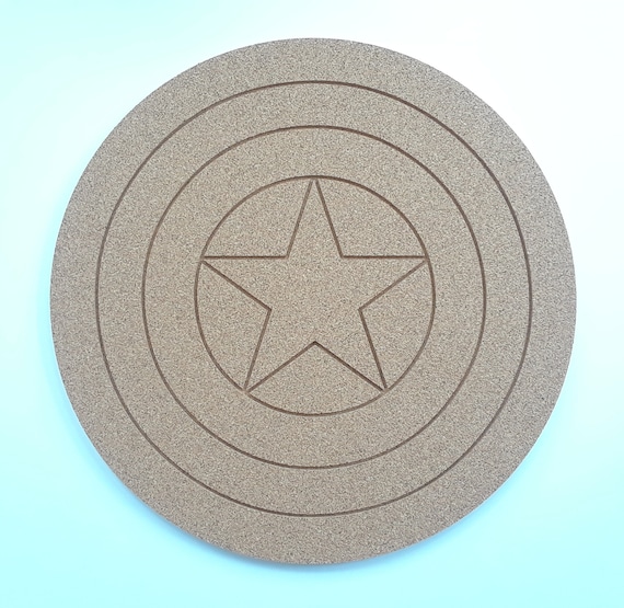 Captain America shield cork board with engraved details. Captain America shield pin board.  Captain America shield gift. Marvel cork boards.