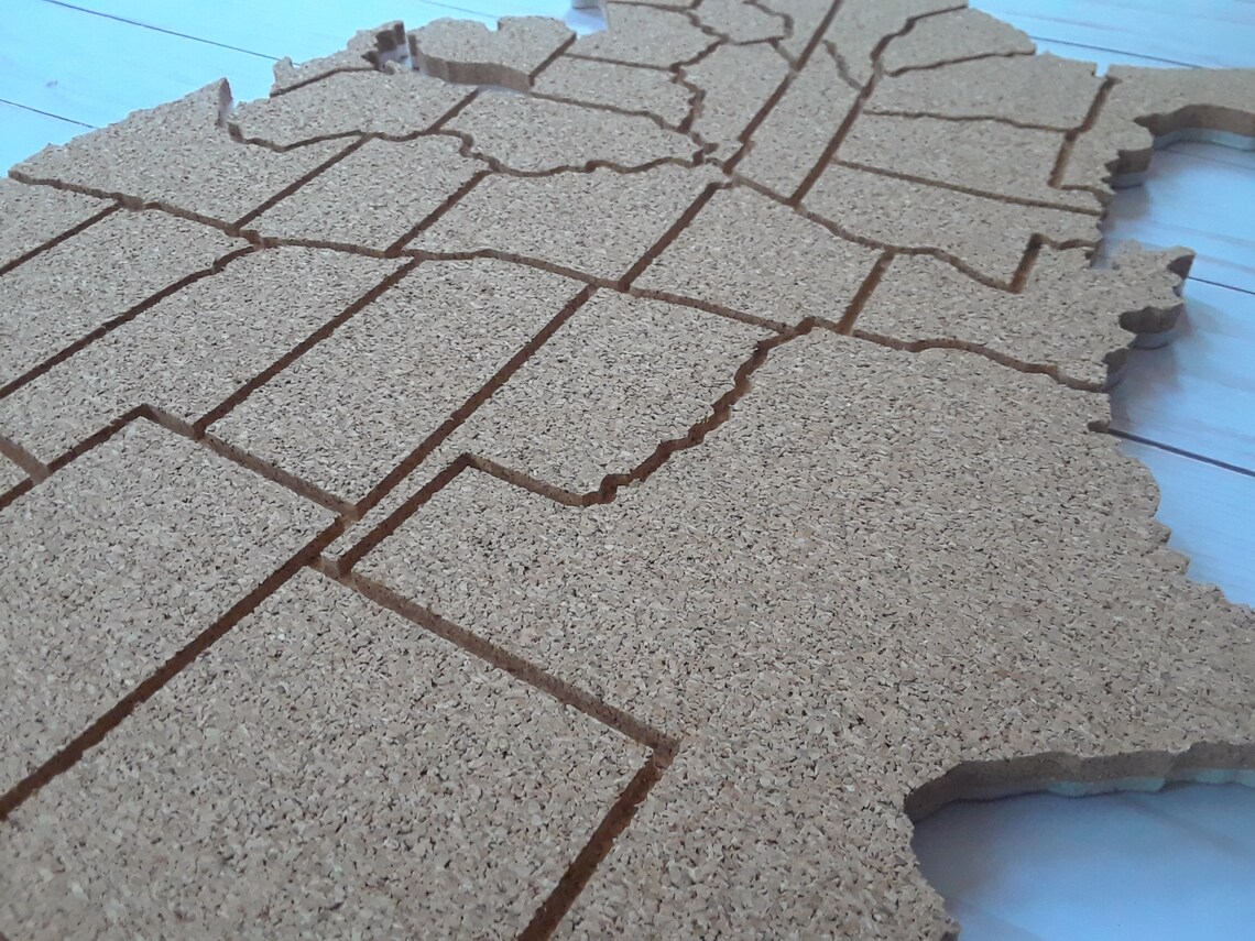 USA Cork Board USA Corkboard Map Pin Board USA Bulletin Etsy