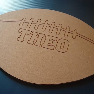 Football cork board w/ engraved detailing,  football corkboard,  football pin board,  football bulletin boards, football gifts, dorm room