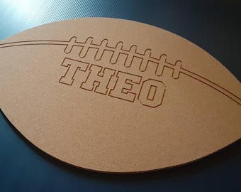 Football cork board w/ engraved detailing,  football corkboard,  football pin board,  football bulletin boards, football gifts, dorm room