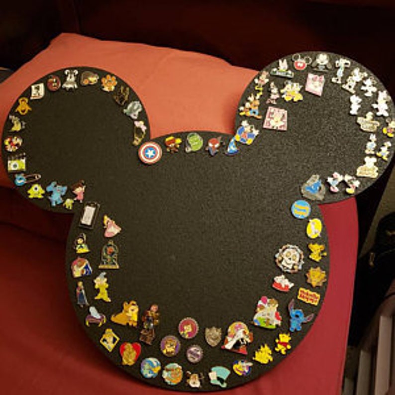 Mickey Mouse cork boards. Mickey pin display. Disney pin board, Mickey pin board. Black Mickey pin display. Painted Mickey cork board image 6