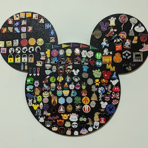 Mickey Mouse cork boards. Mickey pin display. Disney pin board, Mickey pin board. Black Mickey pin display. Painted Mickey cork board image 1