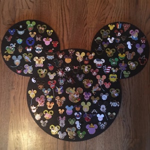 Mickey Mouse cork boards. Mickey pin display. Disney pin board, Mickey pin board. Black Mickey pin display. Painted Mickey cork board image 3