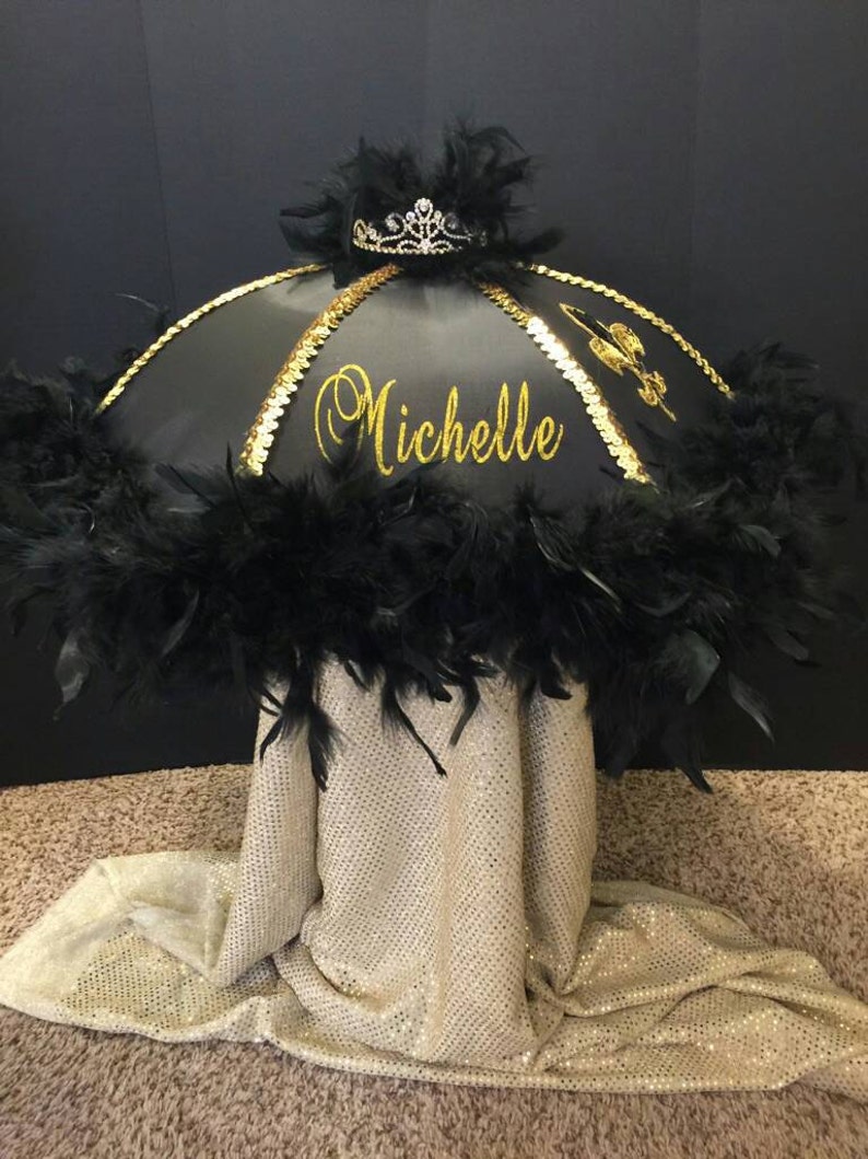 New Orleans Second line Umbrellas Traditional BLACK and Gold Etsy