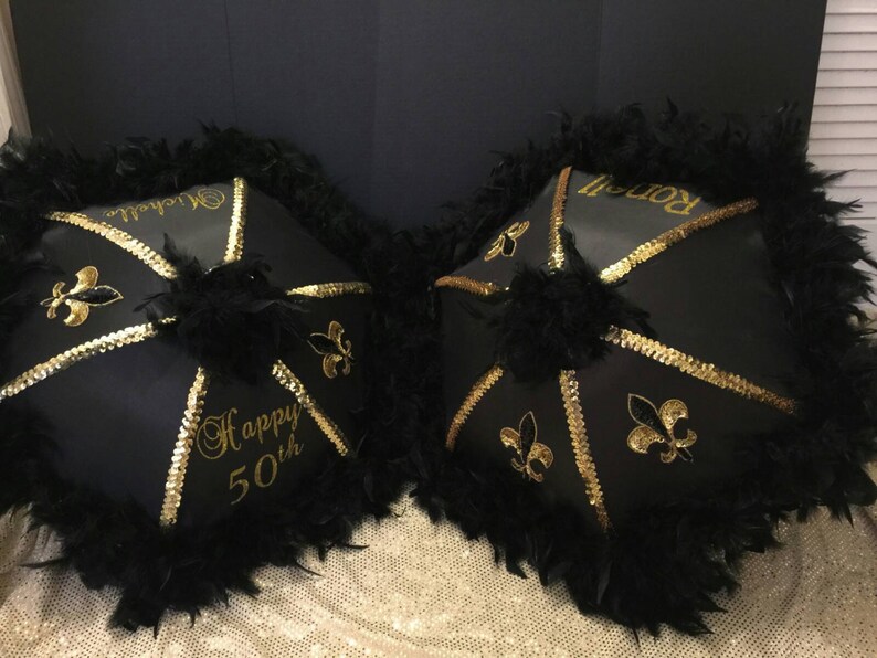 New Orleans Second Line Umbrellas Traditional BLACK and Gold Etsy