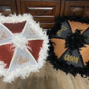 Nola wedding Glittered Second line Umbrellas, Traditional Second line umbrellas New Orleans, SIZE: MEDIUM 14 inch six panel