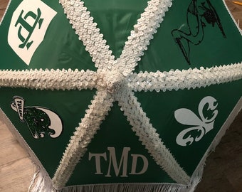 TU themed Second line umbrella, Second line Umbrella,  Green Wave  (TU  Graduation, 14 inch) Tulane