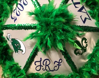 TU themed Graduation Second line umbrella, Second line Umbrella, Green Wave  (TU Graduation, graduation party)