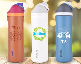 Custom Owala® FreeSip® 24oz Leak Proof Water Bottle with Straw Personalized with Text / Image/ Logo 3 in 1 Drinkware Tumbler Fully Customize