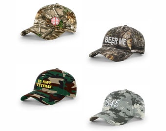 Custom Embroidered Richardson 843 Hat w/ Personalized Embroidery, Personalized Baseball Cap team snap back hats, Real Tree Mossy Oak Camo