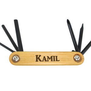 Personalized Bike Tool with Wood Handle, Multifunctional tool, Custom Multipurpose tactical tool, repair bike kit, bicycle tool, gift to him