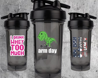 Custom Tritan Protein Sport Shaker Bottle 24 oz, Full Color Print Personalized Wrap Around Mixing Bottle, Customized Gym Blender Cup