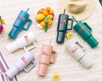 Fully Custom Simple Modern Trek Tumbler 40oz Handle and Straw Lid Personalized Tumbler Personal Drinkware Full Color / Engraved Water Bottle