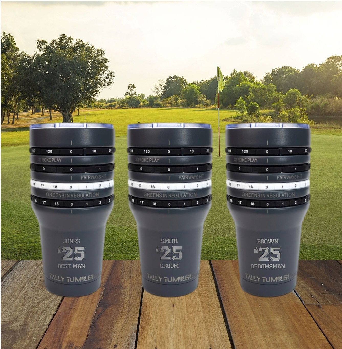 Golf Custom Tally Tumbler Stainless Steel, 30oz Leak Proof Lid