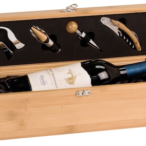Valentines Day Gift, Gift for Her,  Engraved Wine Bridal Gift, Bamboo Box Gift Set, Personalized Wine Box with Tools, Personalized Wine Box,