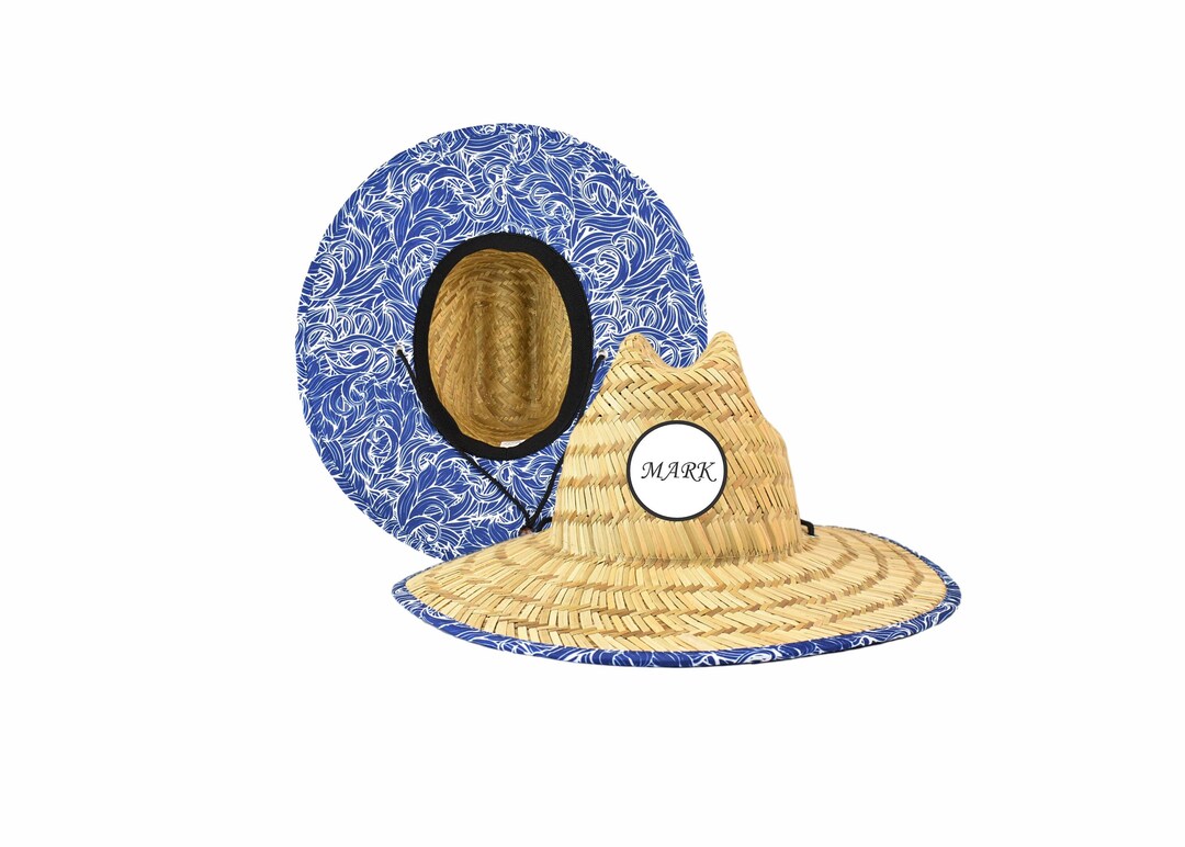 Personalized Lifeguard Straw Hat, Custom Patch Straw Hat, Boating Hat, Custom Image Straw Hat