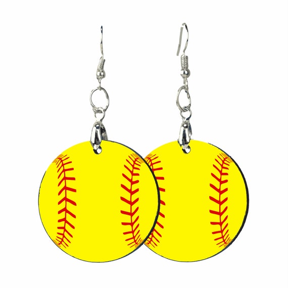 Sports Custom Printed Fish Hook Earrings, Baseball, Softball, Basketball, Soccer Ball Earrings, Gift, Soccer Mom Pair of Earrings