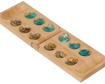 Wood Mancala Game Gift Set Personalized Mancala Game, Traditional Game, Board Game, Home Personalized Gift, Valentine&#39;s Day gift