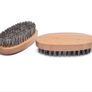 Personalized Bamboo Beard Brush, custom brush, groomsmen gifts, gift for Valentine&#39;s Day, wooden brush, men drop kit, wood brush, Oval shape