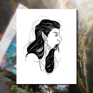Black Line Art Print – Vampire Portrait | Minimalist Gothic Horror Illustration | Classic Nosferatu-Inspired Wall Decor | Dark Aesthetic Art