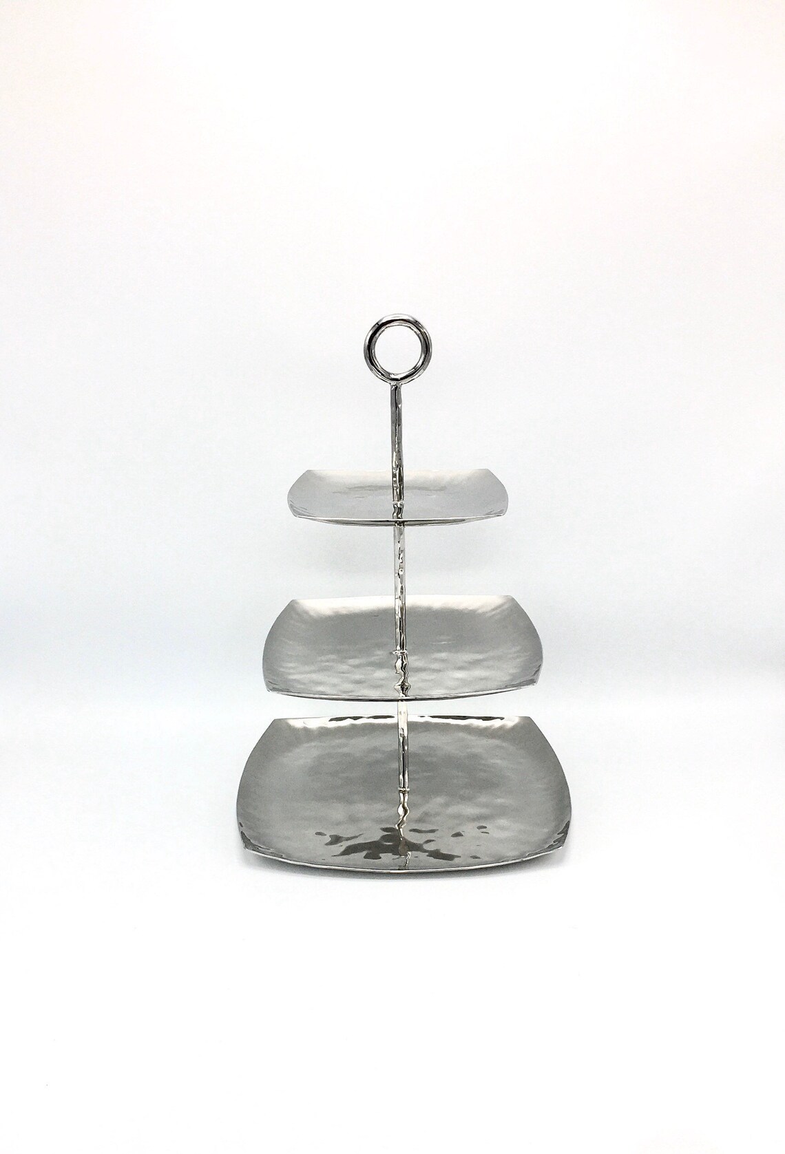 3 Tier Pastry Stand square Handmade Hammered Stainless Steel Etsy