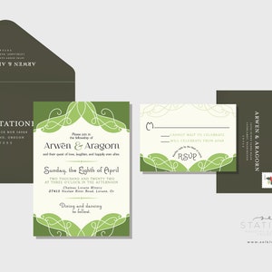 Arwen & Aragorn Lord of the Rings Inspired Customizable Wedding Invitation RSVP image 2