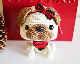 Pug CROCHET PATTERN. Piper The Pug. Snuggle-Sized Crochet Dog Pattern. Amigurumi Pug. PDF crochet pattern.