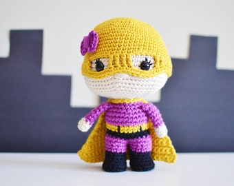 Superhero CROCHET PATTERN. Charity The Superhero. Snuggle-Sized Crochet Superhero Pattern. Amigurumi Superhero. PDF crochet pattern.