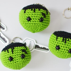 FRANKENSTEIN Crochet Pattern. Frankey Keychain. Crochet Halloween. Amigurumi Halloween. Crochet Keychain. PDF Crochet Pattern. image 1