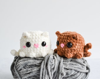 No Sew Amigurumi Cat CROCHET PATTERN. Chenille Pocket Plush Kitty Crochet Pattern. Crochet Cat Pattern. Amigurumi Kitty.
