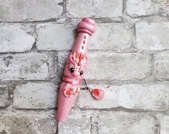 Pink Dragon Inspired Ergonomic Crochet Hook