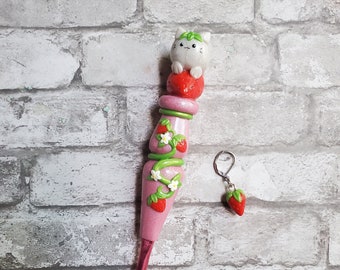 Strawberry Cat Inspired Ergonomic Crochet Hook