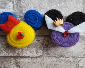 Snow White and Evil Queen Mickey Mouse Inspired Hair Bows and/or Pins