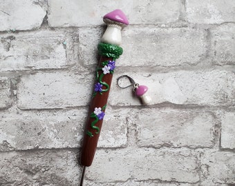 Purple Mushroom Inspired Slim Crochet Hook