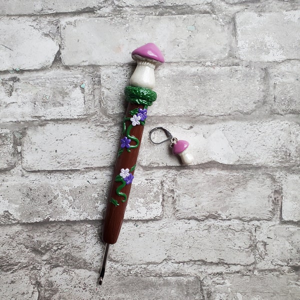 Purple Mushroom Inspired Slim Crochet Hook