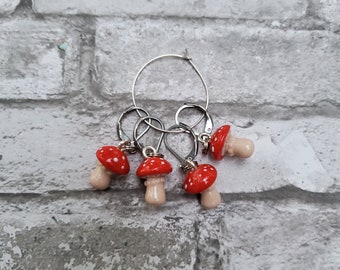 Mushroom Inspired Stitch Markers--Set of 4