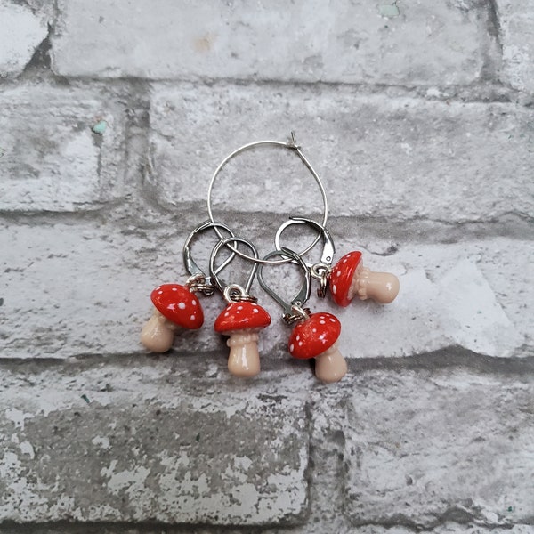 Mushroom Inspired Stitch Markers--Set of 4