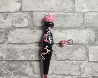 Pink Pumpkin and Bat Inspired Ergonomic Crochet Hook