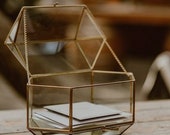 Gold Rose Gold Glass Terrarium Card Box with Latch Lid
