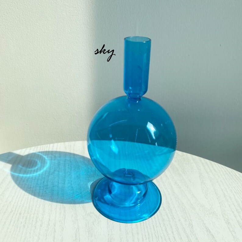 Round Bubble Glass Candlestick Holders / Taper Candle Holder / Etsy