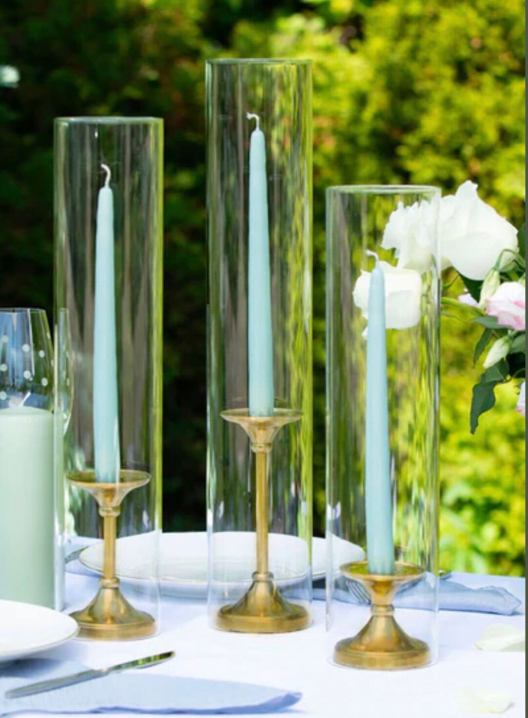 Hurricane Holder Taper Candle sets of 3 Etsy