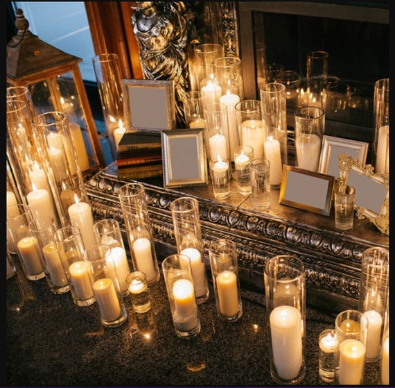 Tall Glass Hurricane Candle Vase closed Bottom / Taper Etsy