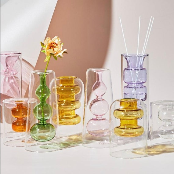 Bubble Glass Double Wall Bud Vases Etsy Australia