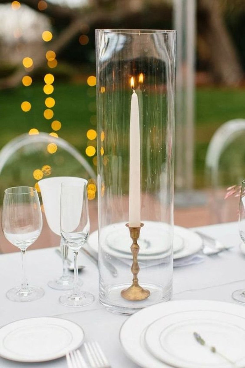 Glass Hurricane Vases Closed Bottom / Lantern Taper Candle Etsy