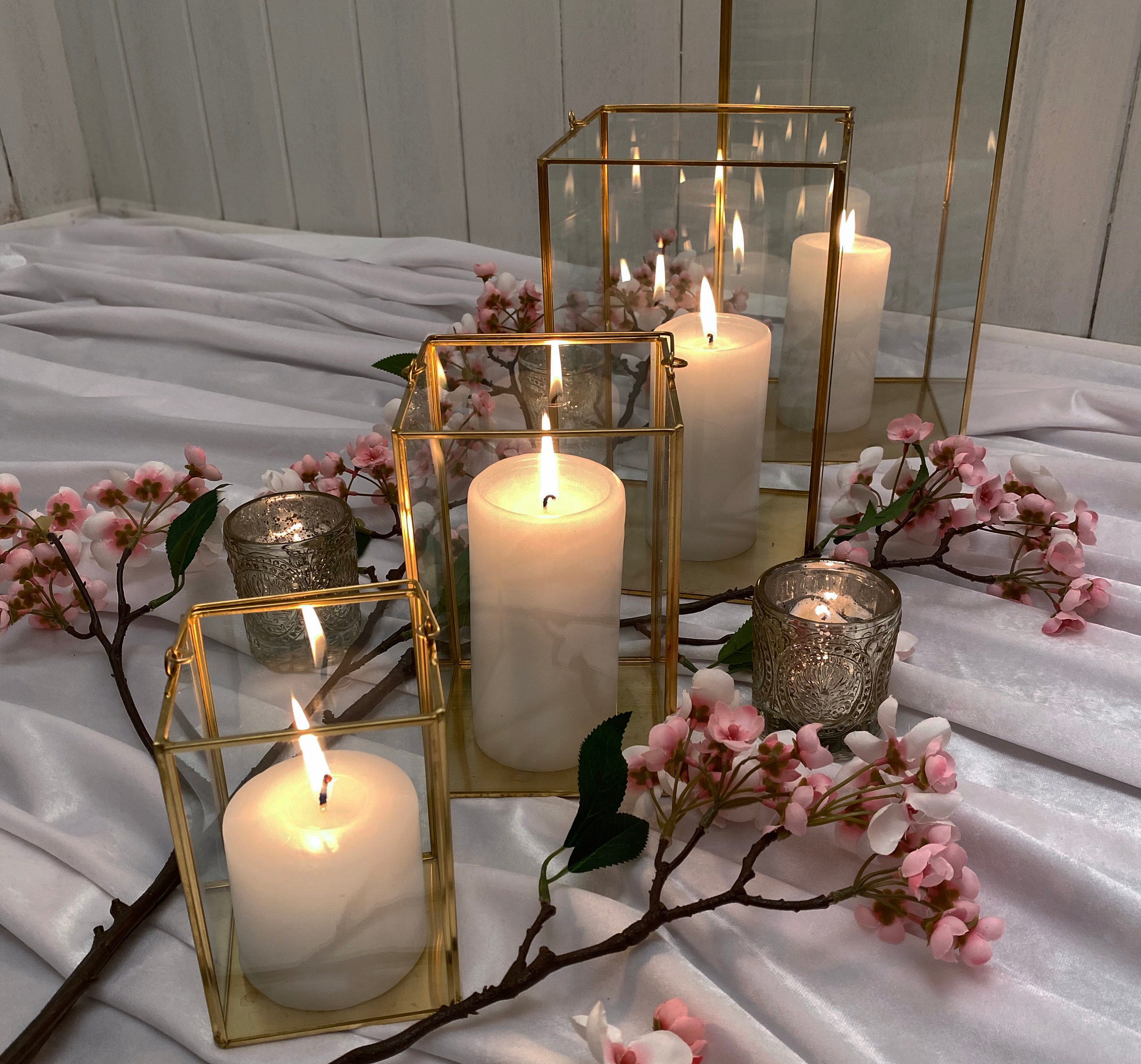 Gold Geometric Hurricane Candle Holder Lantern Etsy