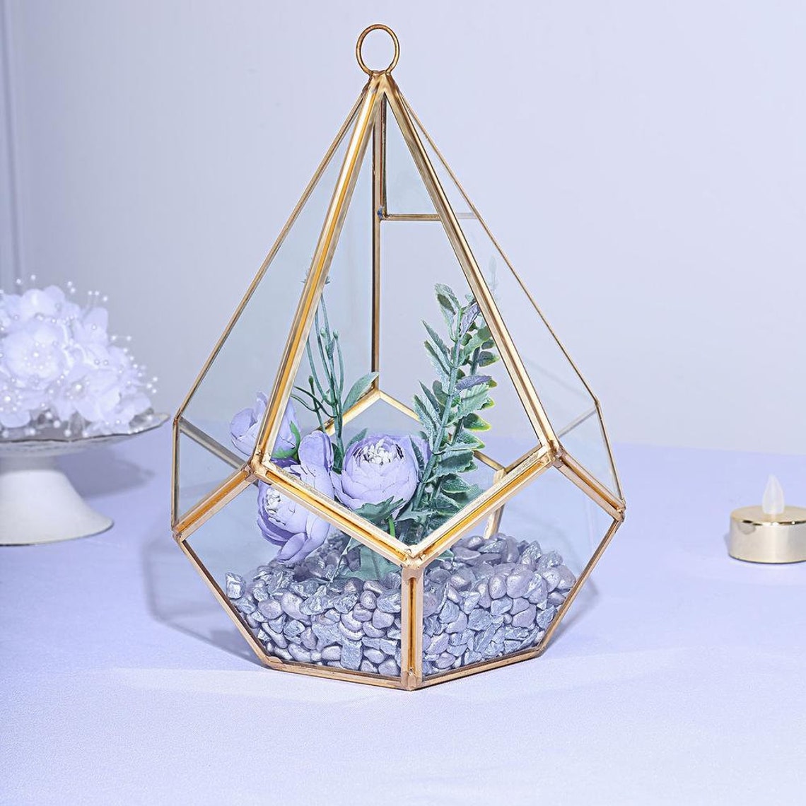 Gold Geometric Hurricane Candle Holder Lantern Etsy