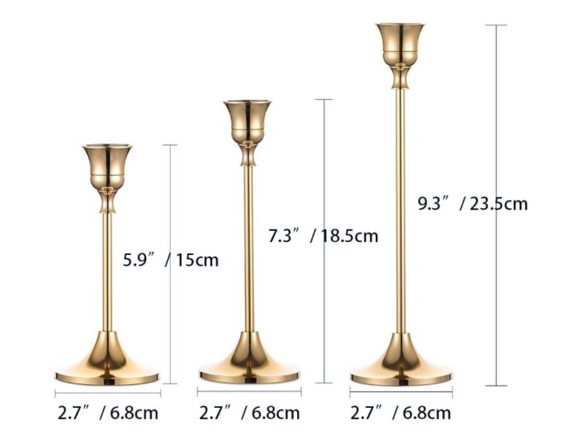 Gold Taper Candlestick Holders Set of 3 Etsy